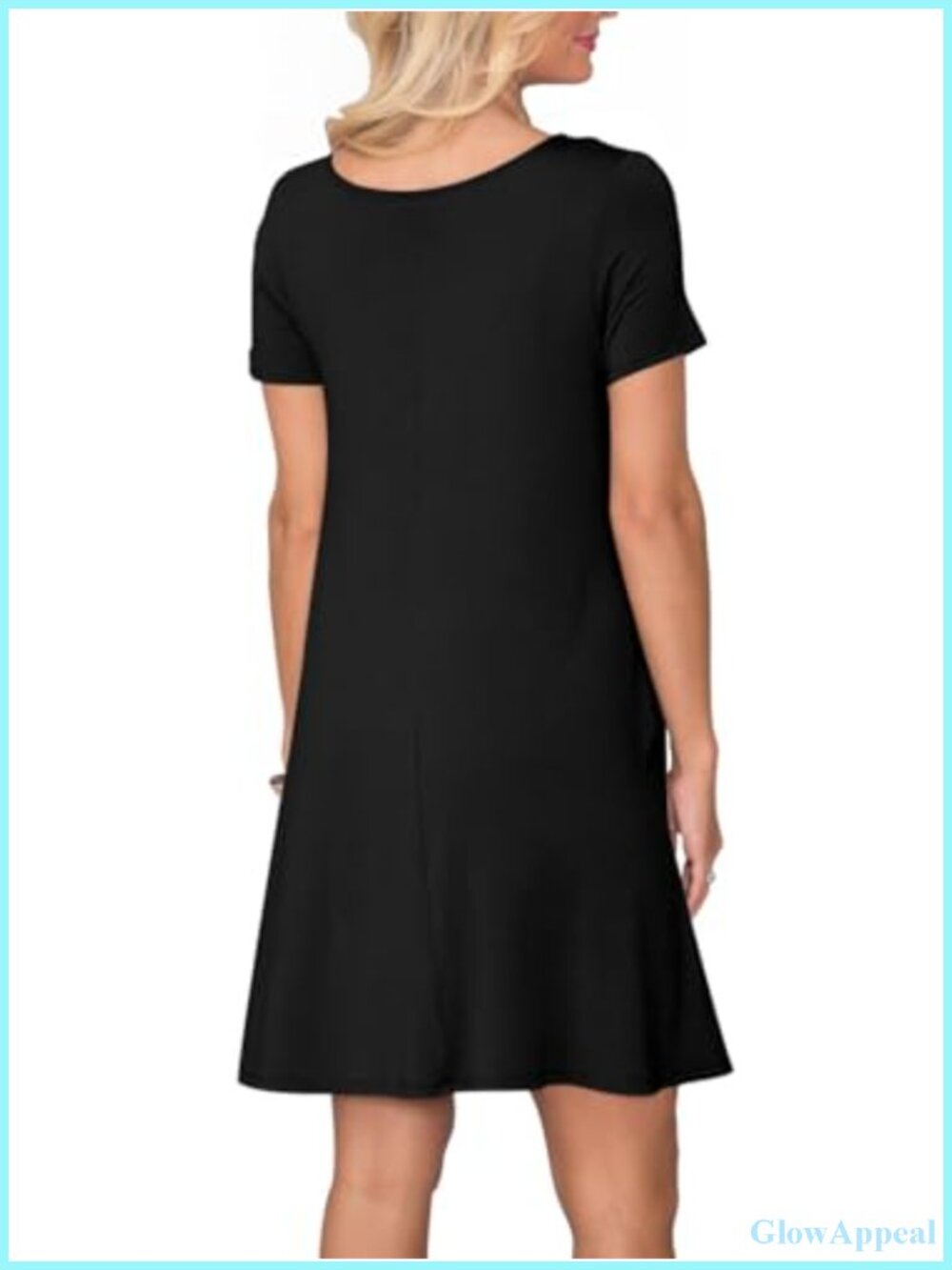 T Shirt Dress Summer Short Sleeve Swing Dress with Pockets - Picture 3 of 5